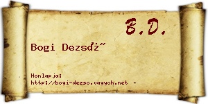 Bogi Dezső névjegykártya